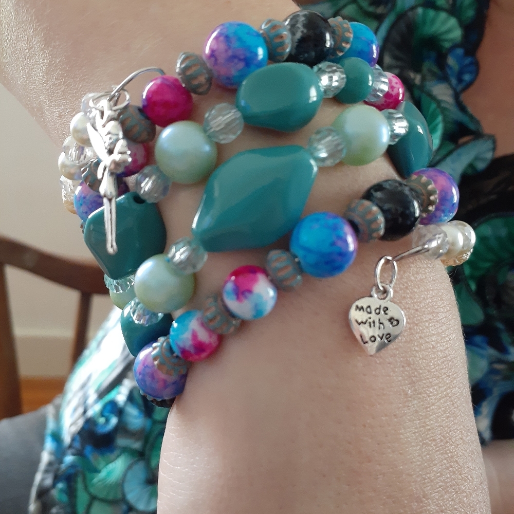 Handmade memory wire bracelet